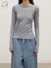 BASERANGE Ribbed Long Sleeve Top T-shirt TTVL Series Collection France BAS-TTVL-RB-SP25-BOW LBUE